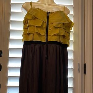 Mustard yellow and grey summer dress. Adjustable straps. Size large